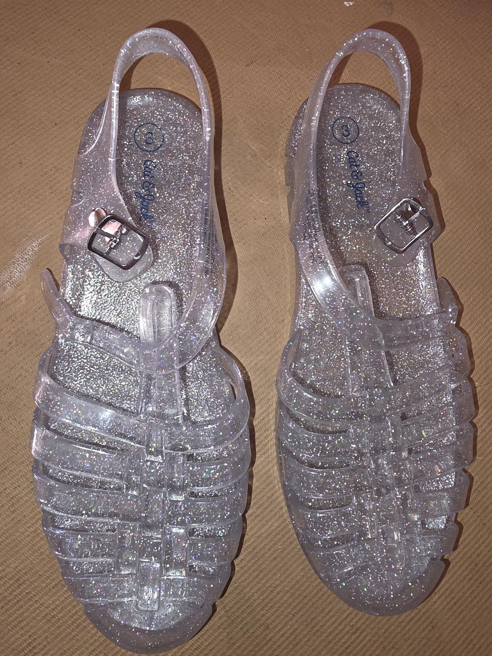 Cat & Jack Clear Glitter Jelly Sandals - Iridescent Sparkle